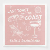 Serviette En Papier Bachelorette dernière Toast Coast rose manuscrite (Devant)