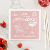 Serviette En Papier Bachelorette dernière Toast Coast rose manuscrite (En situation)