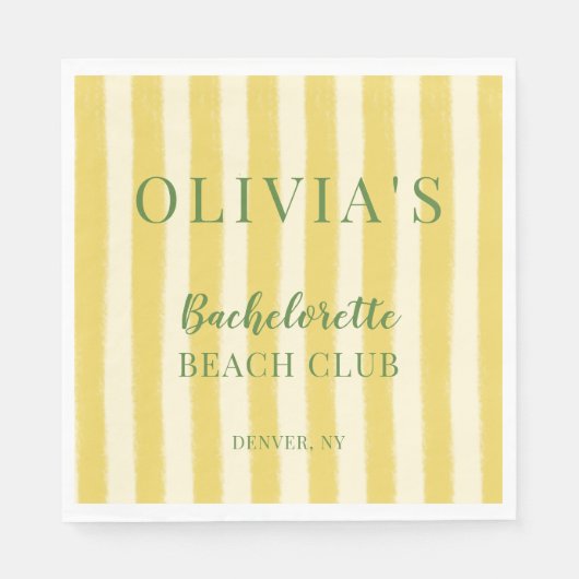 Serviette En Papier Bachelorette d'été jaune et vert (Devant)