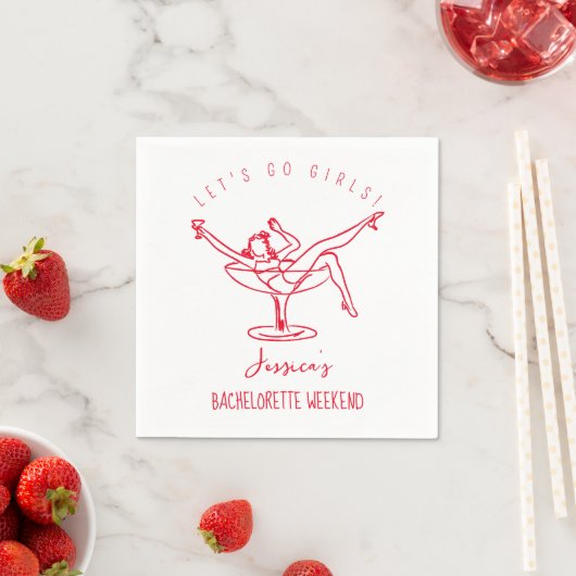 Serviette En Papier Bachelorette drôle main dessinée fille en verre (En situation)