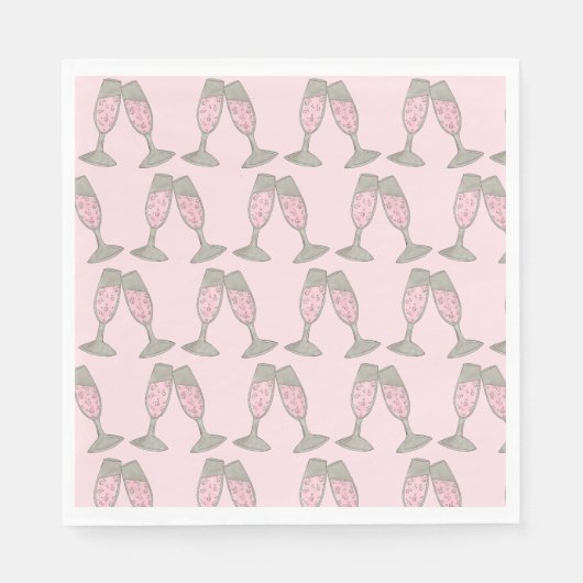 Serviette En Papier Bachelorette Fête des mariées Champagne Rose (Devant)