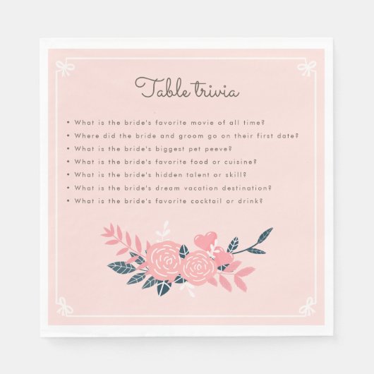 Serviette En Papier Bachelorette fête table rose trivia (Devant)