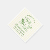 Serviette En Papier Bachelorette moderne rétro Vert & Jaune (Coin)