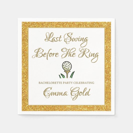 Serviette En Papier Bachelorette Party Golfing Gold Parties scintillan (Devant)