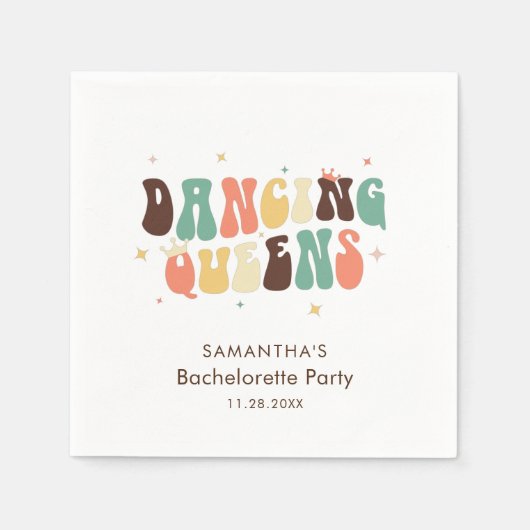 Serviette En Papier Bachelorette Party Retro Disco papier personnalisé (Devant)
