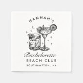 Serviette En Papier Bachelorette personnalisée Cocktail rétro Noir (Devant)