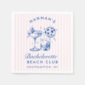Serviette En Papier Bachelorette Retro Disco Cocktail Bleu & Rose (Devant)