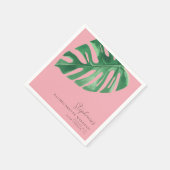 Serviette En Papier Bachelorette vert et rose Tropical Monstera (Coin)