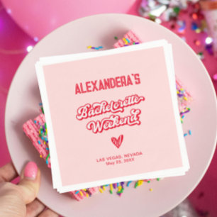 Serviette En Papier Bachelorte rouge et rose