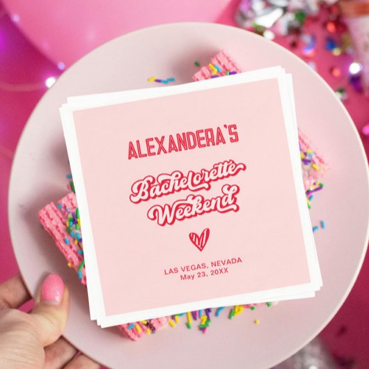 Serviette En Papier Bachelorte rouge et rose