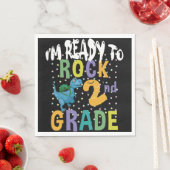 Serviette En Papier Back to School I'm Ready To Rock 2nd Grade Dino (En situation)