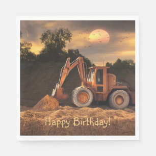 Serviette En Papier Backhoe Joyeux anniversaire
