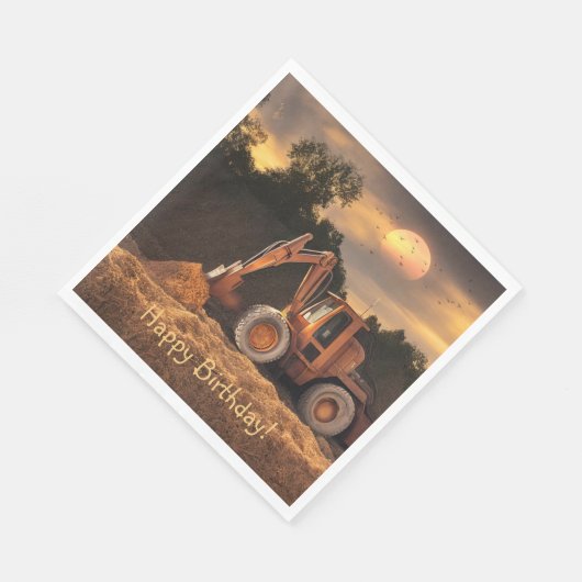 Serviette En Papier Backhoe Joyeux anniversaire (Coin)