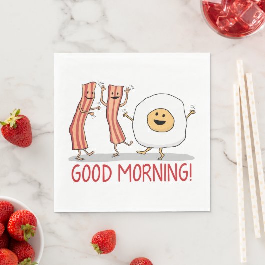 Serviette En Papier Bacon mignon et drôle et oeuf Bonjour (En situation)