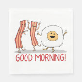 Serviette En Papier Bacon mignon et drôle et oeuf Bonjour (Devant)