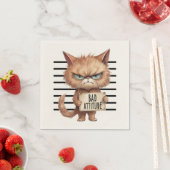 Serviette En Papier Bad Attitude Chat Mugshot - Drôle Feline Design (En situation)