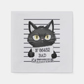 Serviette En Papier Bad Cattitude - Mugshot de chat noir (Devant)