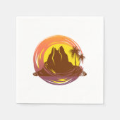 Serviette En Papier Badge avec paysage volcanique tropical et palmiers (Devant)
