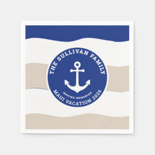 Serviette En Papier Badge de Famille Club Ancre de Yacht Vintage Perso