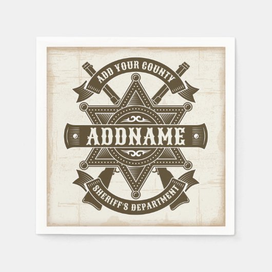 Serviette En Papier Badge de Rifles Adjoint Old West Sheriff Personnal (Devant)