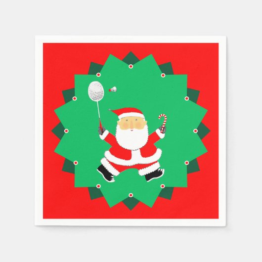 Serviette En Papier Badminton de Noël (Devant)