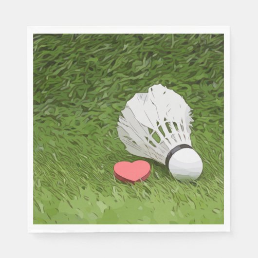 Serviette En Papier Badminton Napkin Shuttlecock avec amour en vert (Devant)