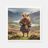 Serviette En Papier Bagpiper de vache écossaise Highland (Devant)