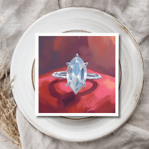 Serviette En Papier Bague de fiançailles avec diamant marquise aquarel