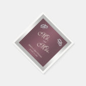 Serviette En Papier Bagues argentées et Mariage Burgandy (Coin)