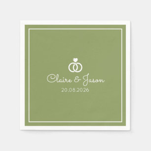 Serviette En Papier Bagues d'enclenchement minimaliste du Mariage vert