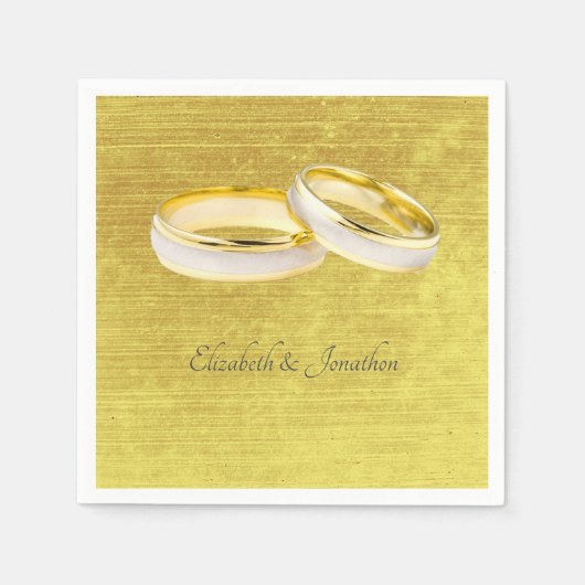 Serviette En Papier Bagues élégantes Mariage simple (Devant)