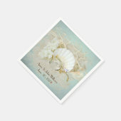 Serviette En Papier Bagues et coquillages mariages dans le sable (Coin)