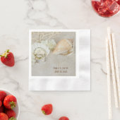 Serviette En Papier Bagues et coquillages mariages dans le sable (En situation)