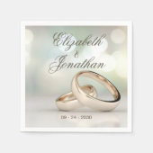 Serviette En Papier Bagues or élégant Mariage simple (Devant)