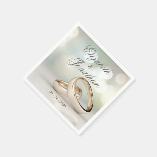 Serviette En Papier Bagues or élégant Mariage simple (Coin)