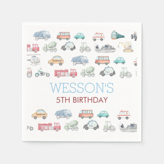 Serviette En Papier Baguette d'anniversaire de transport, Classic Roun (Devant)