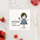 Serviette En Papier Baguette Figure Girl Avec Vin Rouge (En situation)
