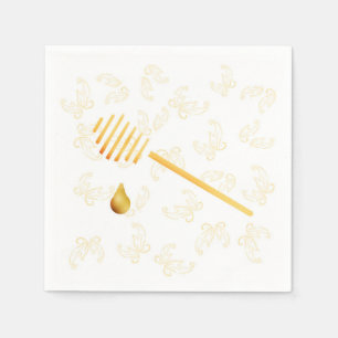 Serviette En Papier Baguette magique de miel avec le feuille sur la