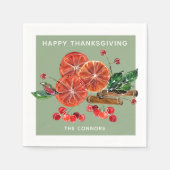 Serviette En Papier Baguettes de cannelle en tranches d'orange d'autom (Devant)