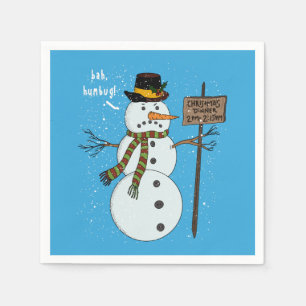 Serviette En Papier Bah Humbug Grincheux Bonhomme de Neige Noël Introv