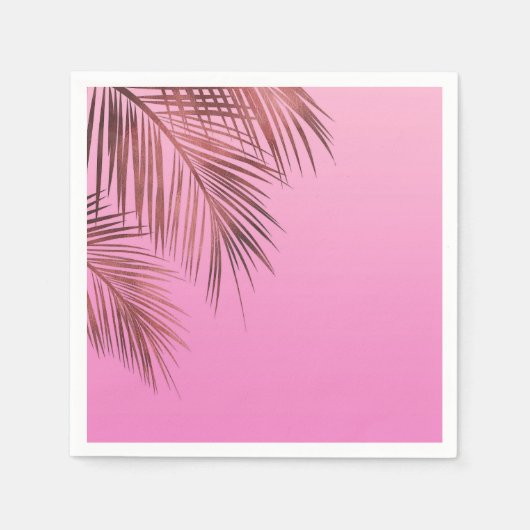 Serviette En Papier Bahama Breeze bronze Rose or Palm rose Mariage (Devant)