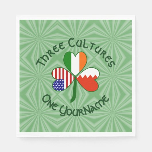 Serviette En Papier Bahraini Irish USA Shamrock Anniversaire (Devant)
