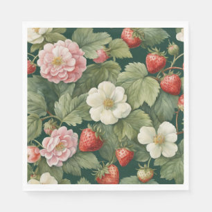 Serviette En Papier 'Baie Amoureuse' Fraise et Floral