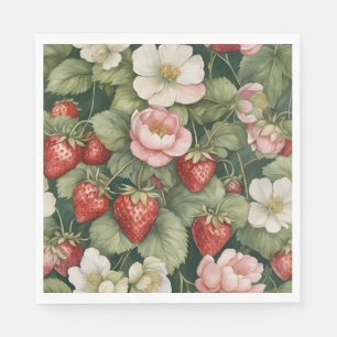 Serviette En Papier 'Baie Amoureuse' Fraise et Floral