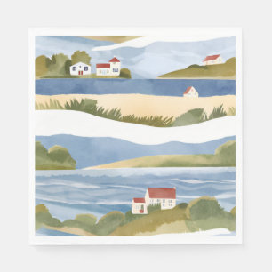 Serviette En Papier Baie de Cape Cod   Aquarelle du littoral océanique