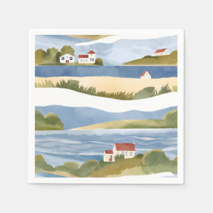 Serviette En Papier Baie de Cape Cod   Aquarelle du littoral océanique