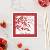 Serviette En Papier Baie de Noël à paillettes rouges (En situation)