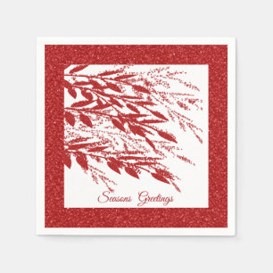 Serviette En Papier Baie de Noël Pailletée Rouge
