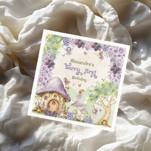 Serviette En Papier Baie Violette Première Fée Premier Anniversaire