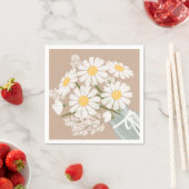 Serviette En Papier Baies blanches Mason Jar Bouquet Coin beige (En situation)